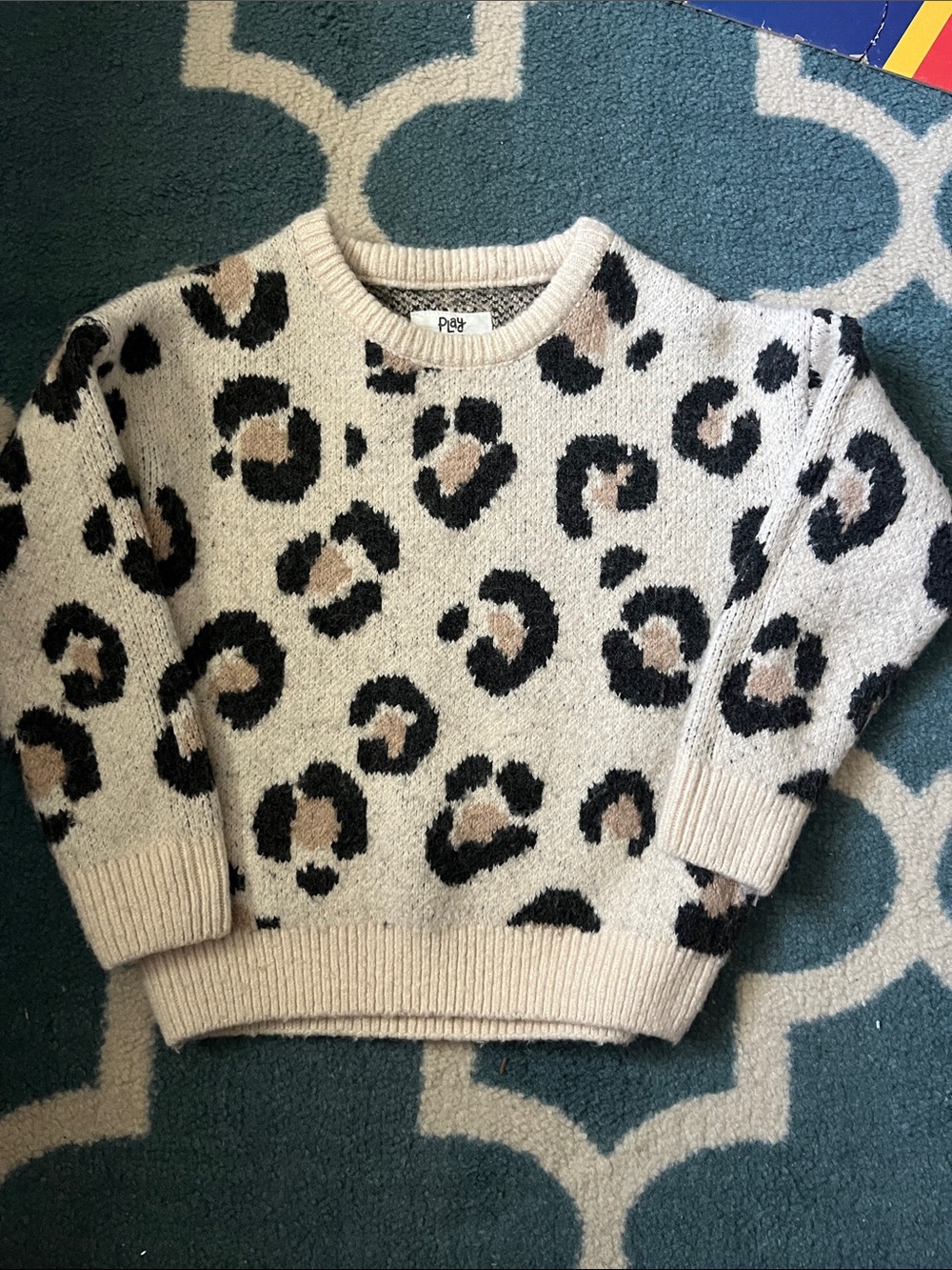 Little Sleepies Cream Leopard Print Sweater with Black & Tan Spots